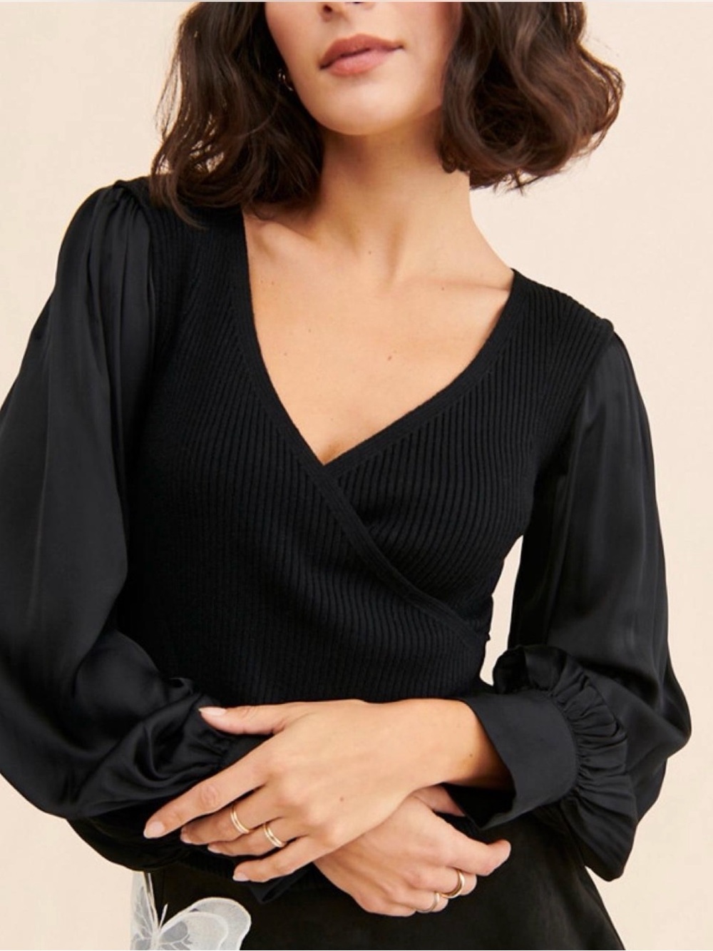 Anthropologie Twofer Faux Wrap Knit Sweater